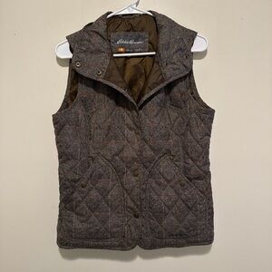 Eddie Bauer Brown Plaid Quilted Jacket